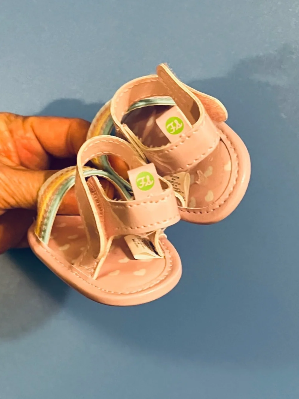 First Steps Baby Sandals 0-3 Months Pink Rainbow Velcro Strap NWOT